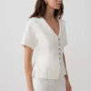 Melody Short Sleeve Shirt With Lace Collar – White
