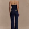 Meryl Lace Up Denim Jean – Indigo Blue
