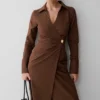 Mikaila Asymmetric Shirt Dress – Dark Chocolate