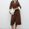 Mikaila Asymmetric Shirt Dress – Dark Chocolate