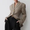 Mila Shaped Blazer – Tan Check Mila Shaped Blazer – Tan Check