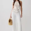 Miley Crochet Waistband Straight Leg Pant – Ivory Miley Crochet Waistband Straight Leg Pant – Ivory