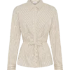 Millie Tie Back Cotton Shirt – Beige Pinstripe Millie Tie Back Cotton Shirt – Beige Pinstripe