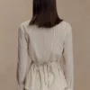 Millie Tie Back Cotton Shirt – Beige Pinstripe Millie Tie Back Cotton Shirt – Beige Pinstripe