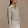 Millie Tie Back Cotton Shirt – Beige Pinstripe Millie Tie Back Cotton Shirt – Beige Pinstripe