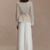 Millie Tie Back Cotton Shirt – Beige Pinstripe Millie Tie Back Cotton Shirt – Beige Pinstripe