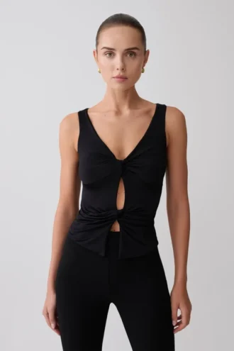 Millie Twist Sleeveless Top – Black