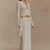 Miraby Front Ruched Knit Long Sleeve Top – Ivory Miraby Front Ruched Knit Long Sleeve Top – Ivory