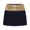 Miranda Faux Suede Belted Denim Mini Skirt – Indigo Blue Miranda Faux Suede Belted Denim Mini Skirt – Indigo Blue