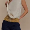 Miranda Faux Suede Belted Denim Wide Leg Jeans – Indigo Blue Miranda Faux Suede Belted Denim Wide Leg Jeans – Indigo Blue