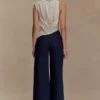 Miranda Faux Suede Belted Denim Wide Leg Jeans – Indigo Blue Miranda Faux Suede Belted Denim Wide Leg Jeans – Indigo Blue