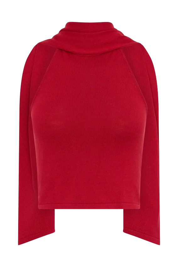 Misty Halter Backless Knit Top – Red Misty Halter Backless Knit Top – Red