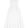 Monika Gathered Waist Cotton Midi Dress – White Monika Gathered Waist Cotton Midi Dress – White