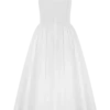 Monika Gathered Waist Cotton Midi Dress – White Monika Gathered Waist Cotton Midi Dress – White