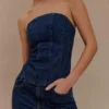 Monte Strapless Diamante Denim Corset – Midnight Blue Monte Strapless Diamante Denim Corset – Midnight Blue