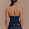 Monte Strapless Diamante Denim Corset – Midnight Blue Monte Strapless Diamante Denim Corset – Midnight Blue