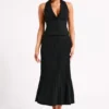 Twyla Pleated Suiting Maxi Skirt – Black