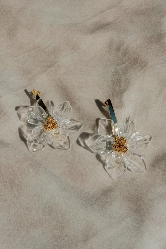 Naomi Acrylic Flower Earring – Gold Naomi Acrylic Flower Earring – Gold