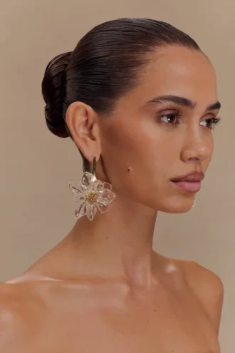 Naomi Acrylic Flower Earring – Gold Naomi Acrylic Flower Earring – Gold