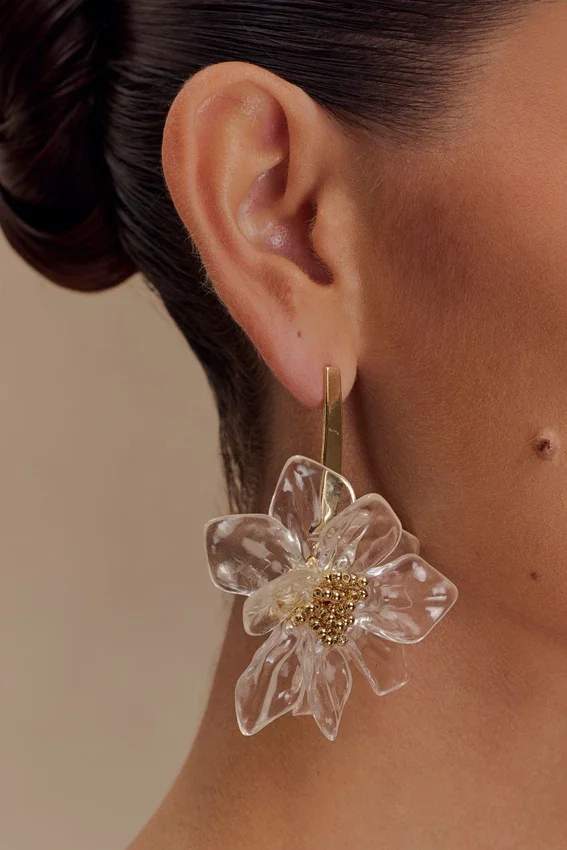 Naomi Acrylic Flower Earring – Gold Naomi Acrylic Flower Earring – Gold