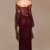 Nash Diamante Off Shoulder Maxi Dress – Mahogany
