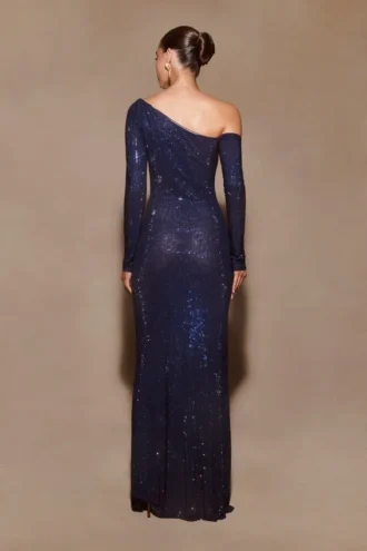 Nash Diamante Off Shoulder Maxi Dress – Navy