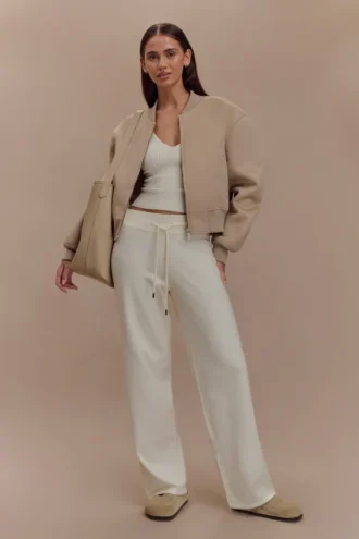 Natalya Knit Wide Leg Pants – Ivory