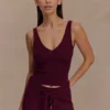 Natalya Ribbed Knit Cami Top – Merlot