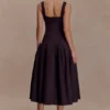 Natascha Drop Waist Cotton Midi Dress – Chocolate