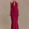 Nerea Slip Halter Maxi Dress – Cherry Red Nerea Slip Halter Maxi Dress – Cherry Red