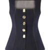 Neve Sleeveless Buttoned Denim Top – Washed Indigo Blue Neve Sleeveless Buttoned Denim Top – Washed Indigo Blue