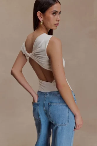 Niamh Modal Twist Back Bodysuit – Ivory