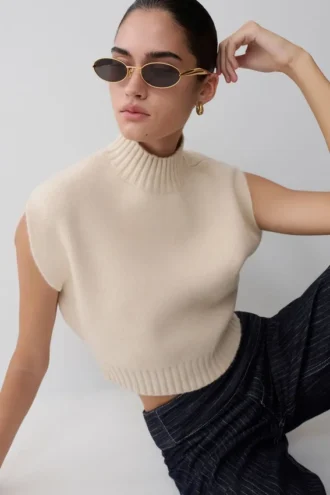 Niko Knit Oversized Top – Ivory