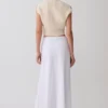 Selma Curved Waist Midi Skirt – White Selma Curved Waist Midi Skirt – White