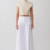 Selma Curved Waist Midi Skirt – White Selma Curved Waist Midi Skirt – White