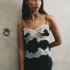Nina Satin And Lace Camisole – Black/Ivory
