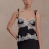 Nina Satin And Lace Camisole – Black/Ivory