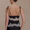 Nina Satin And Lace Camisole – Black/Ivory