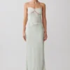 Nina Satin And Lace Maxi Skirt – Sage Nina Satin And Lace Maxi Skirt – Sage