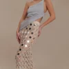 Noel Mirror Knit Midi Skirt – Beige