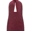 Nylah Beaded Halter Mini Dress – Burgundy Nylah Beaded Halter Mini Dress – Burgundy