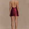 Nylah Beaded Halter Mini Dress – Burgundy Nylah Beaded Halter Mini Dress – Burgundy
