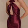 Nylah Beaded Halter Mini Dress – Burgundy Nylah Beaded Halter Mini Dress – Burgundy