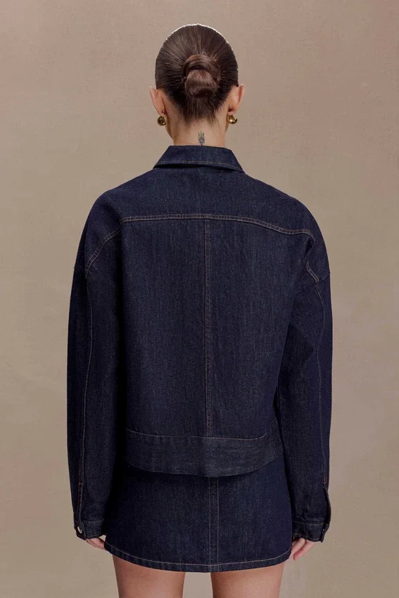 Olandria Oversized Jacket Top – Washed Indigo Blue Olandria Oversized Jacket Top – Washed Indigo Blue