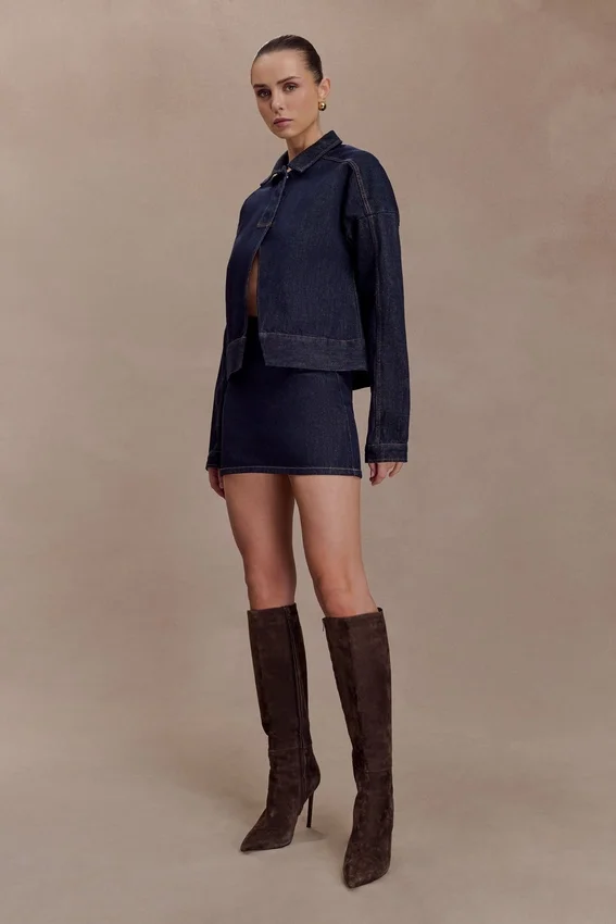 Olandria Oversized Jacket Top – Washed Indigo Blue Olandria Oversized Jacket Top – Washed Indigo Blue