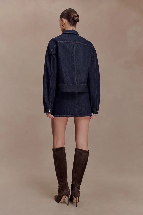 Olandria Oversized Jacket Top – Washed Indigo Blue Olandria Oversized Jacket Top – Washed Indigo Blue