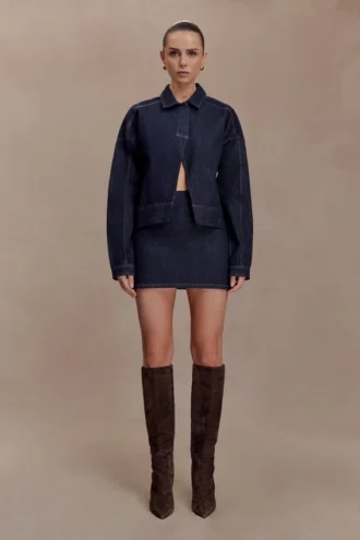 Ellie Denim Mini Skirt – Washed Indigo Blue