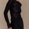 Omari Embroidery Long Sleeve Knit Top – Black Omari Embroidery Long Sleeve Knit Top – Black