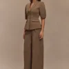 Faith Suiting Wide Leg Pant – Cacao Brown