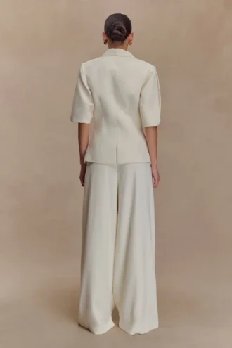Opal Puff Sleeve Suiting Top – Ivory